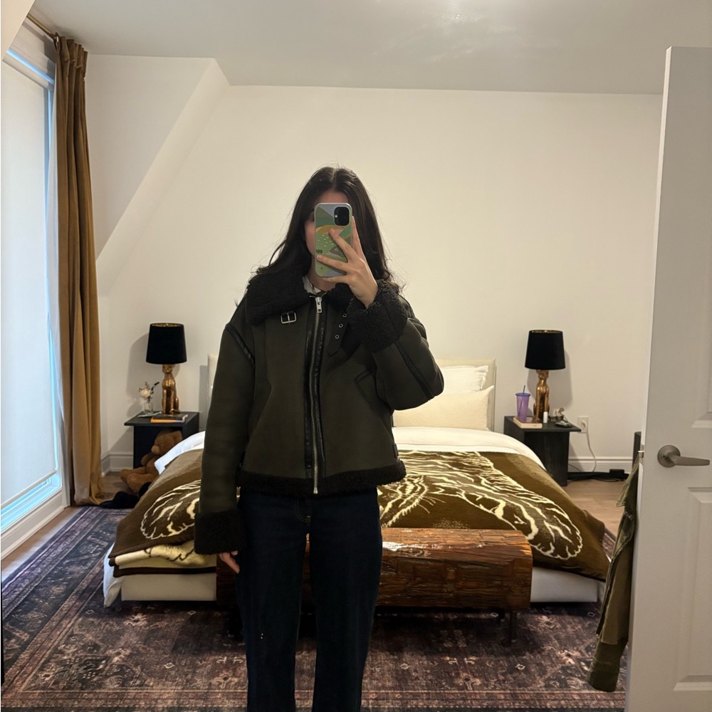 Olive Green Shearling Jacket